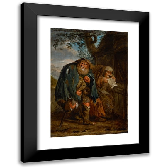 Adriaen Pietersz. Van De Venne 11x14 Black Modern Framed Museum Art Print Titled - A Beggar's Couple