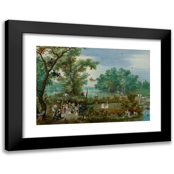 Adriaen Pietersz. Van De Venne 18x14 Black Modern Framed Museum Art Print Titled - Merry Company in an Arbor (1615)