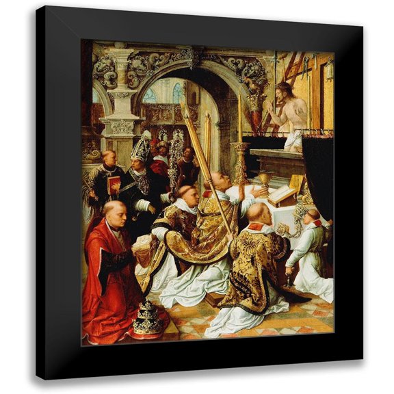 Adriaen, Ysenbrandt, 12x14 Black Modern Framed Museum Art Print Titled - The Mass of Saint Gregory the Great