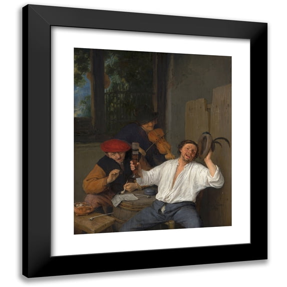Adriaen van Ostade 12x14 Black Modern Framed Museum Art Print Titled - The Merry Drinkers (1659)