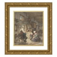 thumbnail image 1 of Adriaen van Ostade 15x17 Gold Ornate Wood Frame and Double Matted Museum Art Print Titled - Reading the News at the Weavers’ Cottage (1673), 1 of 4
