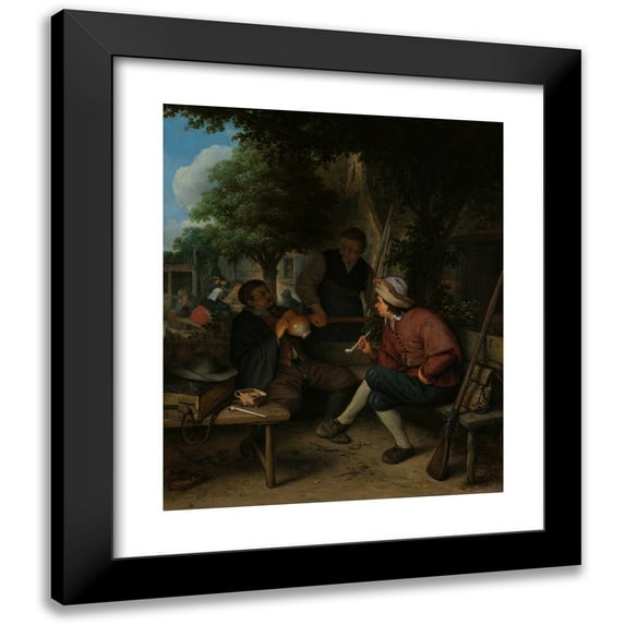 Adriaen van Ostade 15x18 Black Modern Framed Museum Art Print Titled - Travellers at Rest (1671)