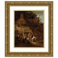 thumbnail image 1 of Adriaen van Ostade 15x18 Gold Ornate Wood Frame and Double Matted Museum Art Print Titled - The Organ-Grinder Outside a Cottage (1640), 1 of 4