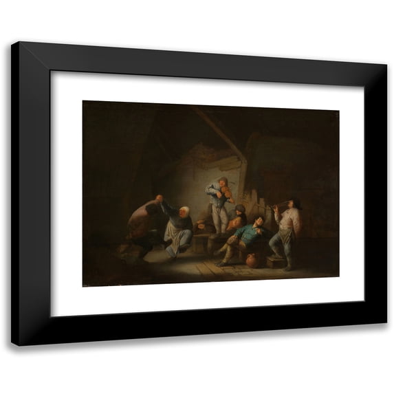Adriaen van Ostade 18x14 Black Modern Framed Museum Art Print Titled - Dancing Couple (C. 1635)