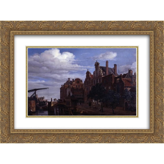Adriaen van de Velde 2x Matted 24x18 Gold Ornate Framed Art Print 'View in Amsterdam'