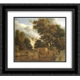 thumbnail image 1 of Adriaen van de Velde 2x Matted 24x20 Black Ornate Framed Art Print 'The stone bridge', 1 of 2