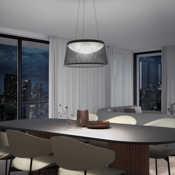 Adrian 23-Watt 1-Light Modern Black 3CCT Integrated LED Hanging Pendant Light Fixture for Dining Room or Kitchen