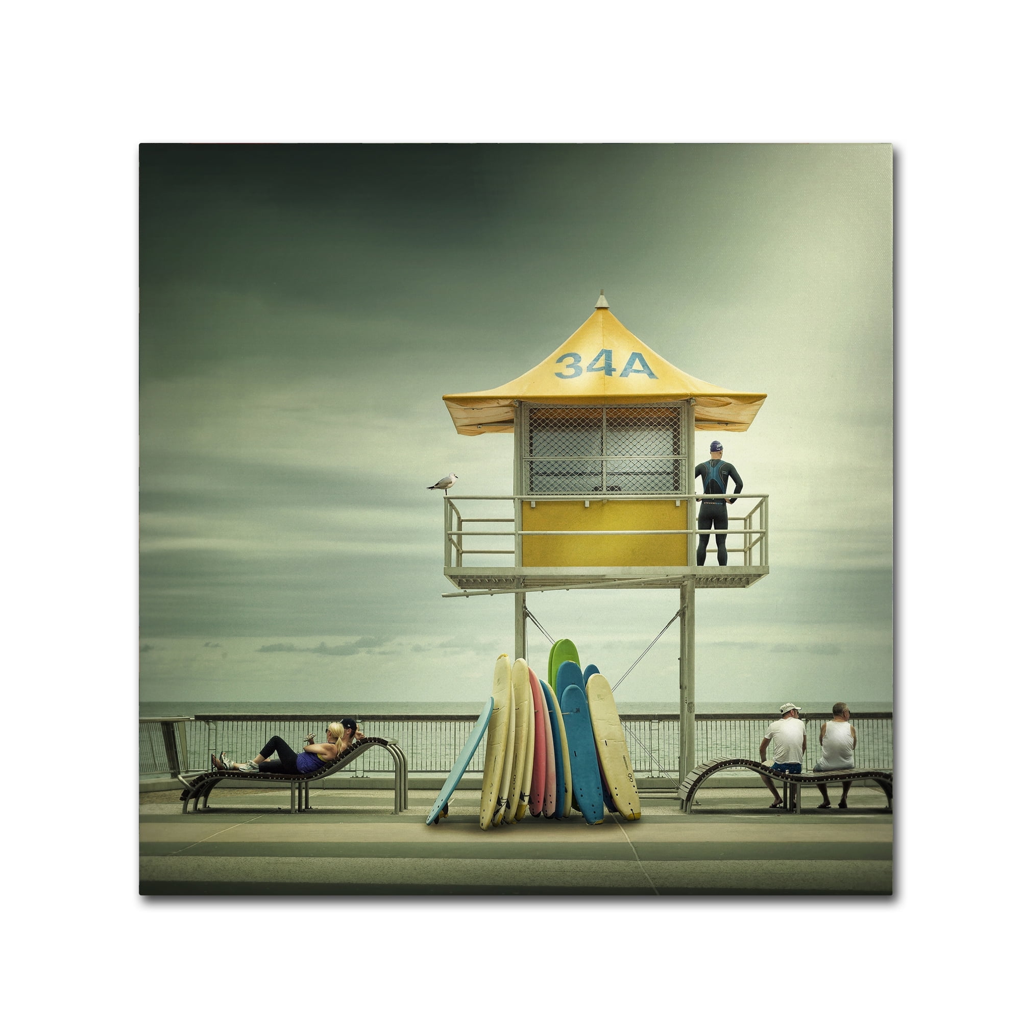 Adrian Donoghue 14" Square Beach Lifeguard Canvas Art