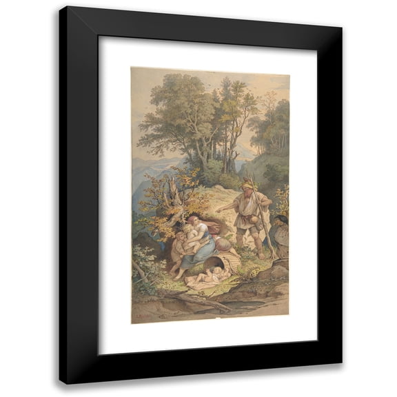 Adrian Ludwig Richter 10x14 Black Modern Framed Museum Art Print Titled - Rubezahl (1820-84)