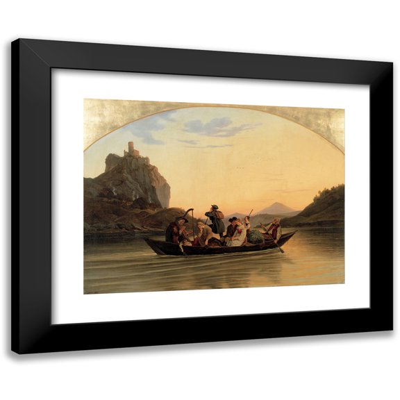 Adrian Ludwig Richter 14x11 Black Modern Framed Museum Art Print Titled - Crossing at Schreckenstein