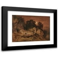 thumbnail image 1 of Adrian Ludwig Richter 14x11 Black Modern Framed Museum Art Print Titled - Shepherds by the Fire (Evening Landscape) (Approx. 1861), 1 of 5