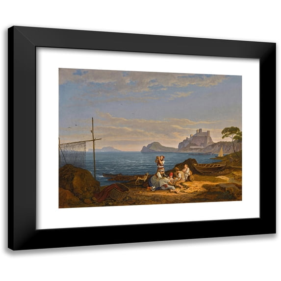 Adrian Ludwig Richter 18x15 Black Modern Framed Museum Art Print Titled - The Bay of Naples, Capri Beyond (1830)