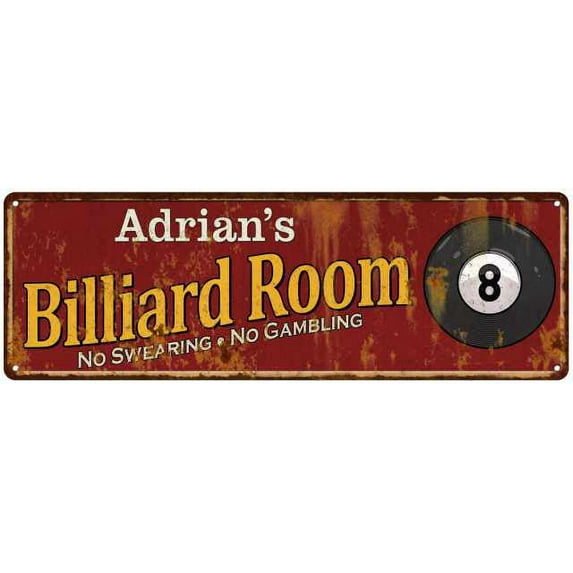 Adrian's Billiard Room Red Sign Game Room Pool 6x18 106180008239