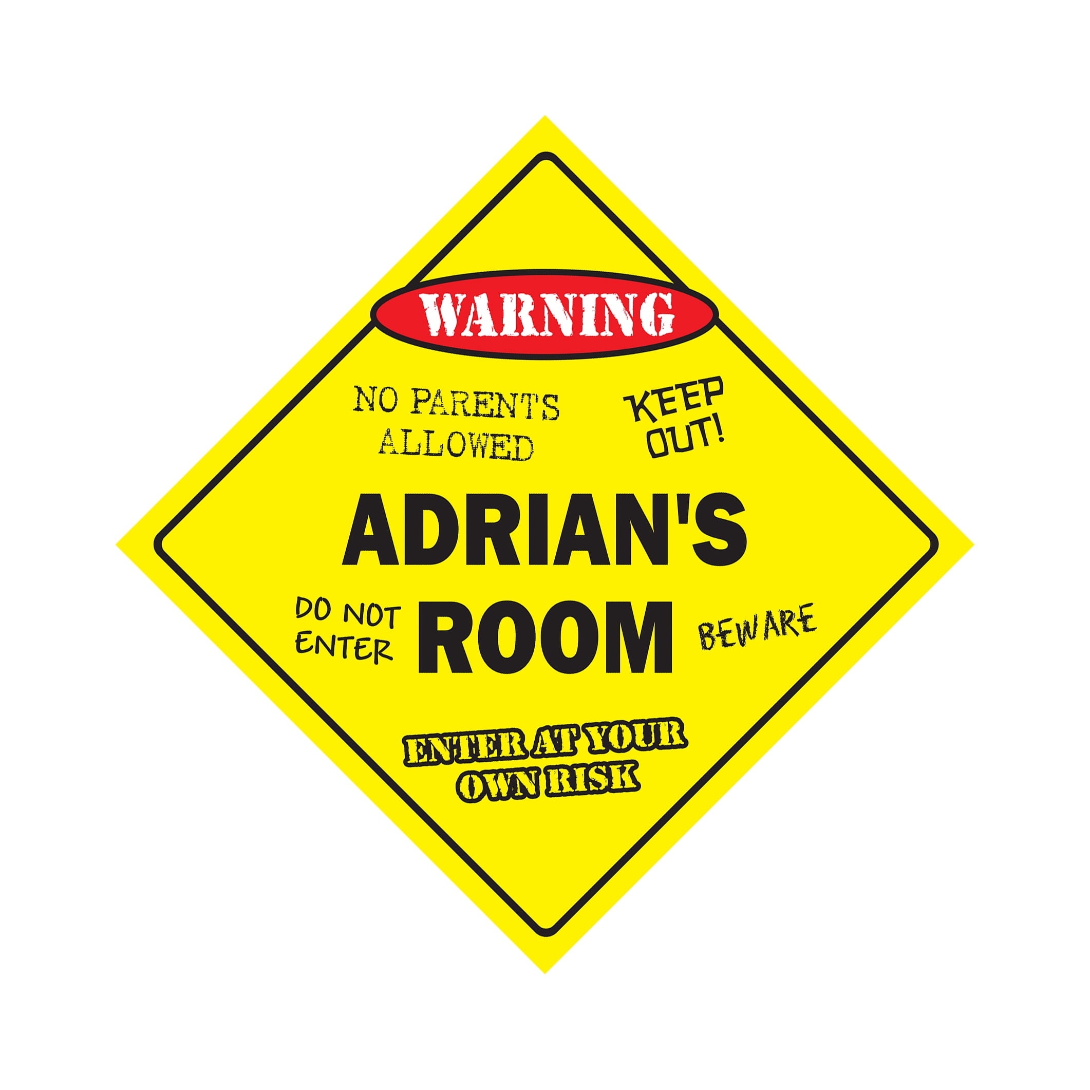 Adrian's Room Sign Crossing Zone Xing | Indoor/Outdoor | 17