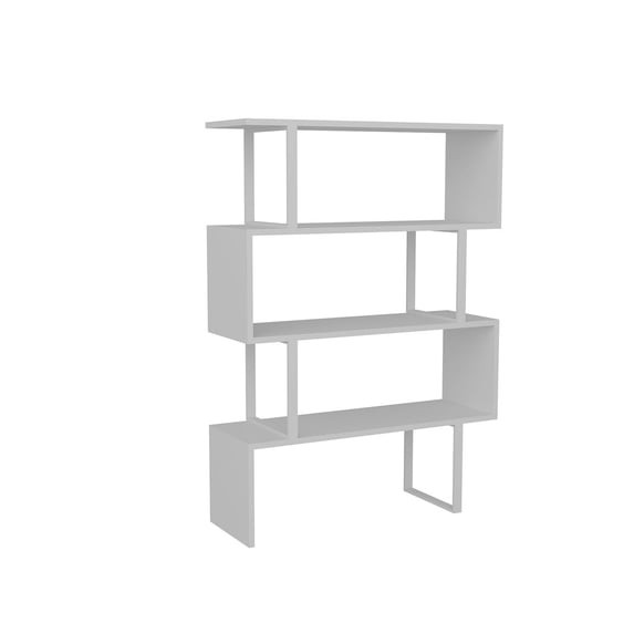Adriana 49" Geometric Four Shelf Bookcase, White