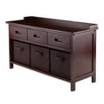 thumbnail image 1 of Adriana 4pc Storage Bench Set with 3 Foldable Chocolate Fabric Baskets, 1 of 1