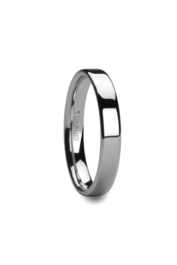 Adriana Flat White Tungsten Wedding Band With Polished Finish