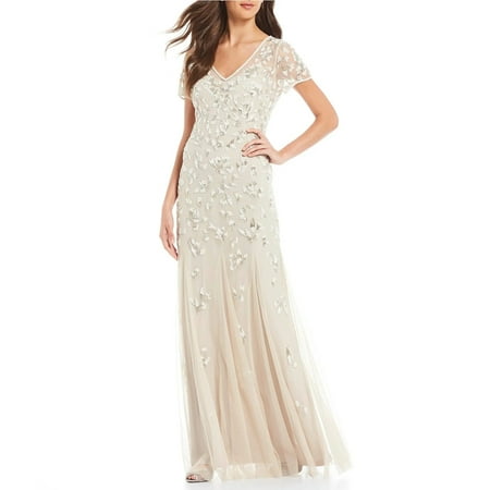 Adrianna Papell Beaded Godet Gown