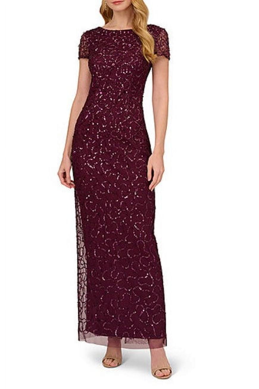 Adrianna Papell Beaded Short Sleeve Gown Walmart