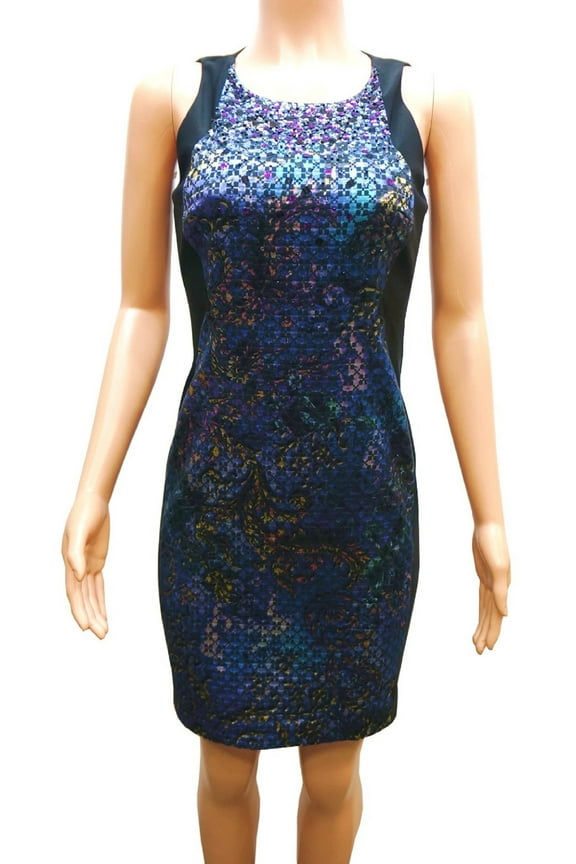 Black Sleeveless Sequined Sheath Dress, Women's Petite 4P