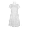 thumbnail image 1 of Adrianna Papell Boat Neck Short Sleeve A-Line Box Pleat Zipper Back Embroidered Dress-IVORY / 2, 1 of 4