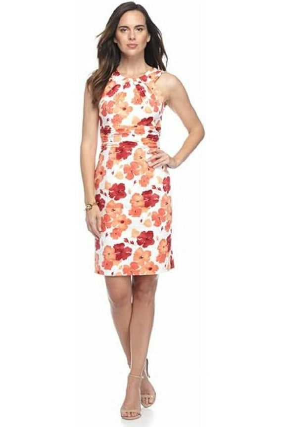 Cutaway Floral Sheath Dress, Size 8