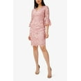 thumbnail image 1 of Adrianna Papell Day V-Neck Back Zipper ¾ Bell Sleeves Short Embroidered Dress by Curated Brands, 1 of 3