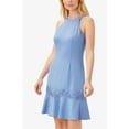 thumbnail image 1 of Adrianna Papell Halter Neck Sleeveless Tie Back Flounce Hem with Lace Trim Hook & Zipper Back Closure Solid Stretch Knit Crepe Dress-COOL CLOUD / 2, 1 of 3