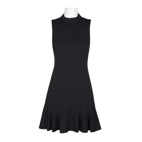 Adrianna Papell High Neck Sleeveless A-Line Flutter Hem Dress