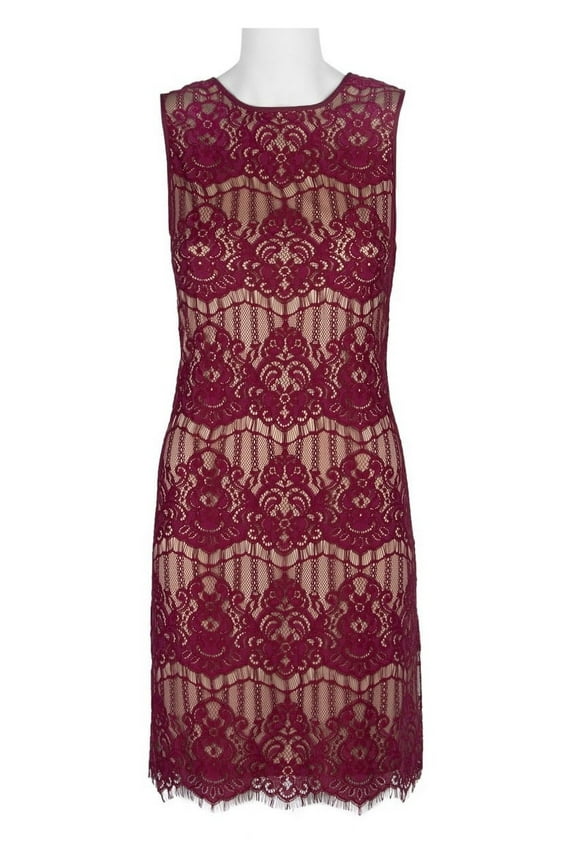 Illsuion Crew Neck Sleeveless Zipper Back Lace Dress