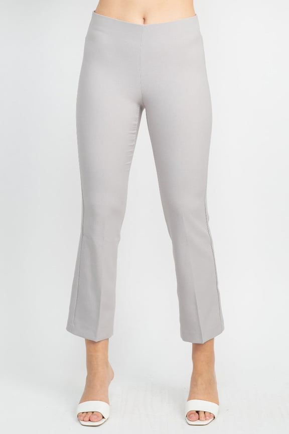 Mid Waist Pull On Solid Straight Pants by Curated Brands