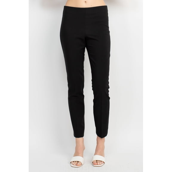 Adrianna Papell Mid Waist Solid Bi-Stretch Pull On Skinny Stretch Crepe Pants by Curated Brands