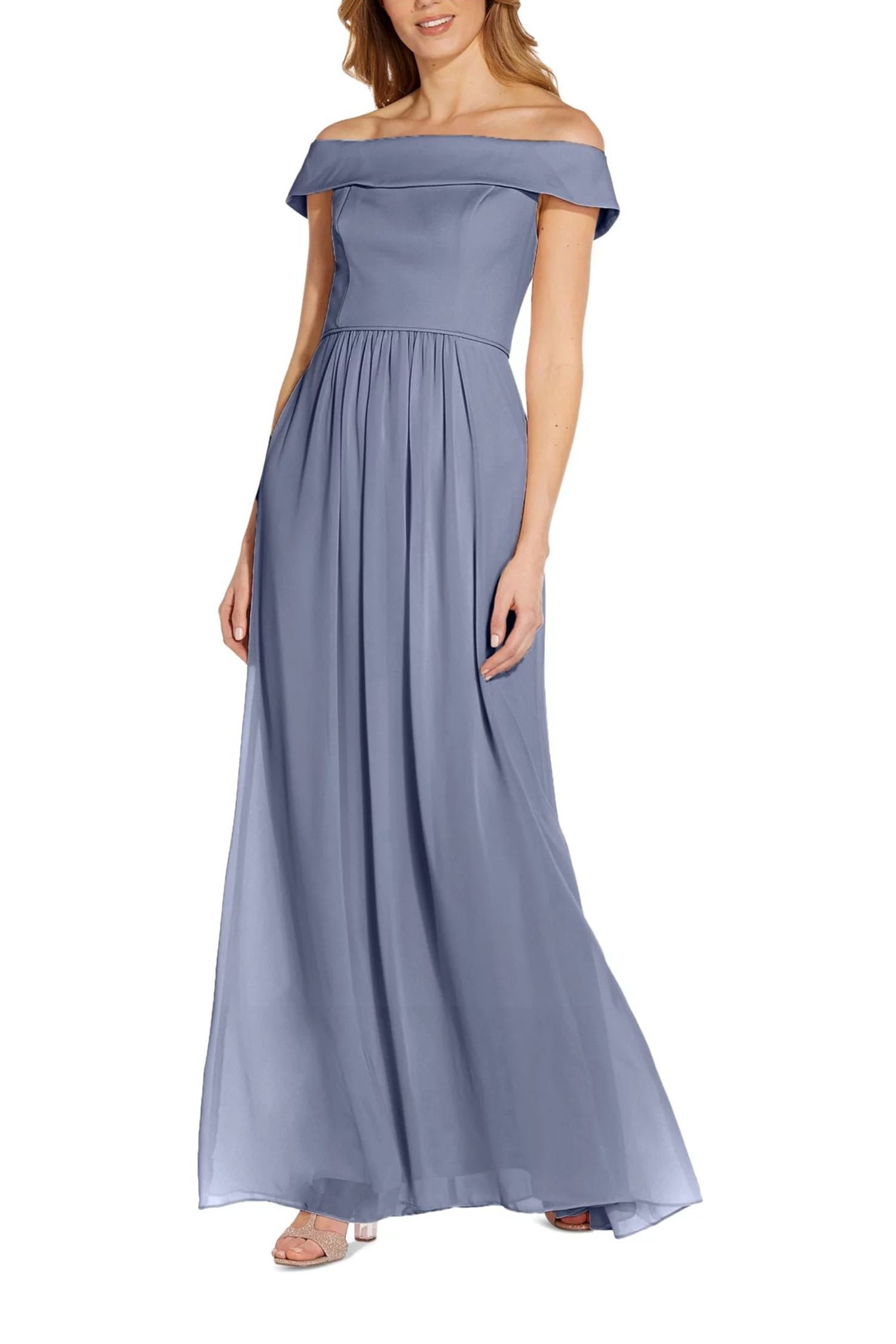 Adrianna papell printed ruched chiffon gown sales