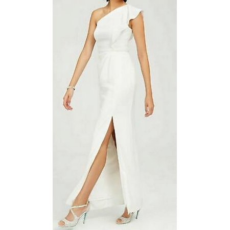 Adrianna Papell Ruffled One-Shoulder Gown, Choose Sz/Color: 4/Ivory