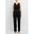 thumbnail image 1 of Adrianna Papell Scalloped V-Neck Sleeveless Zipper Back Solid Mesh Chiffon Jumpsuit, 1 of 4