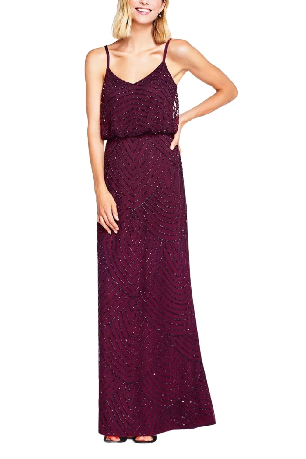 Adrianna Papell Spaghetti Strap Zipper Back Blouson Embellished Mesh Dress - Walmart.com Adrianna Papell Spaghetti Strap Zipper Back Blouson Embellished Mesh Dress - Walmart.com