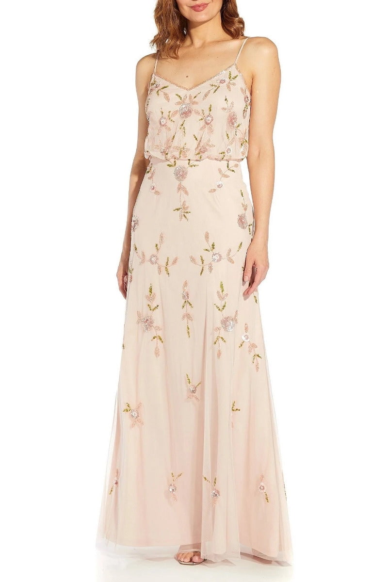 Adrianna papell embellished mesh cheap gown