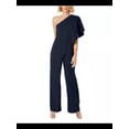 thumbnail image 1 of Adrianna Papell Women Navy Overlay Bell Sleeve Asymmetrical Neckline Party Wide Leg Jumpsuit 10 Classic Female, 1 of 2
