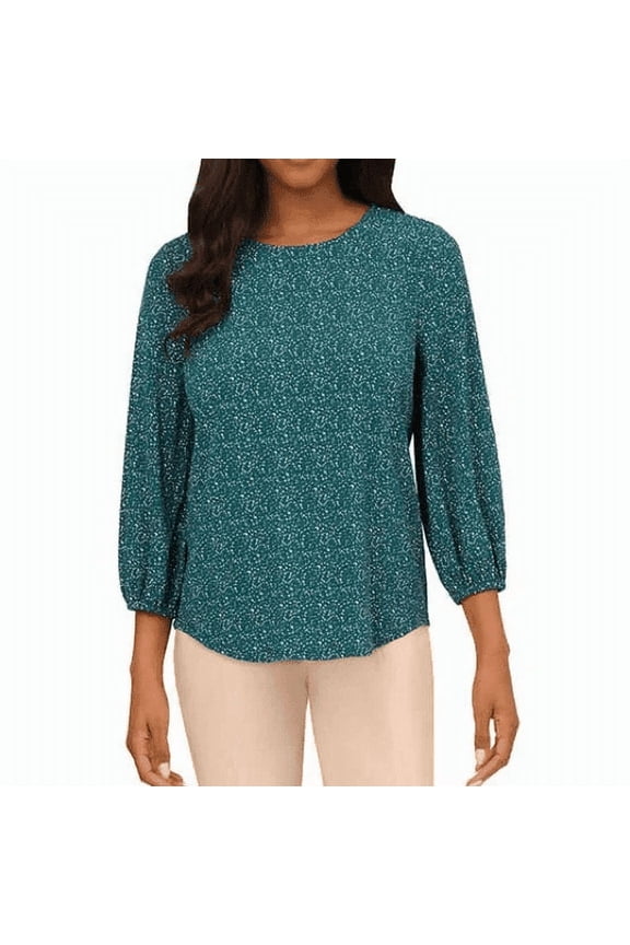 Women's 3/4 Sleeve Keyhole Top, Green, XX-Large