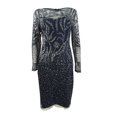thumbnail image 1 of Adrianna Papell Women's Beaded Long-Sleeve Dress (4, Midnight), 1 of 2