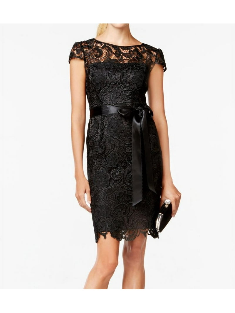 Adrianna Papell Women's Cap-Sleeve Illusion Lace Sheath Dress (2