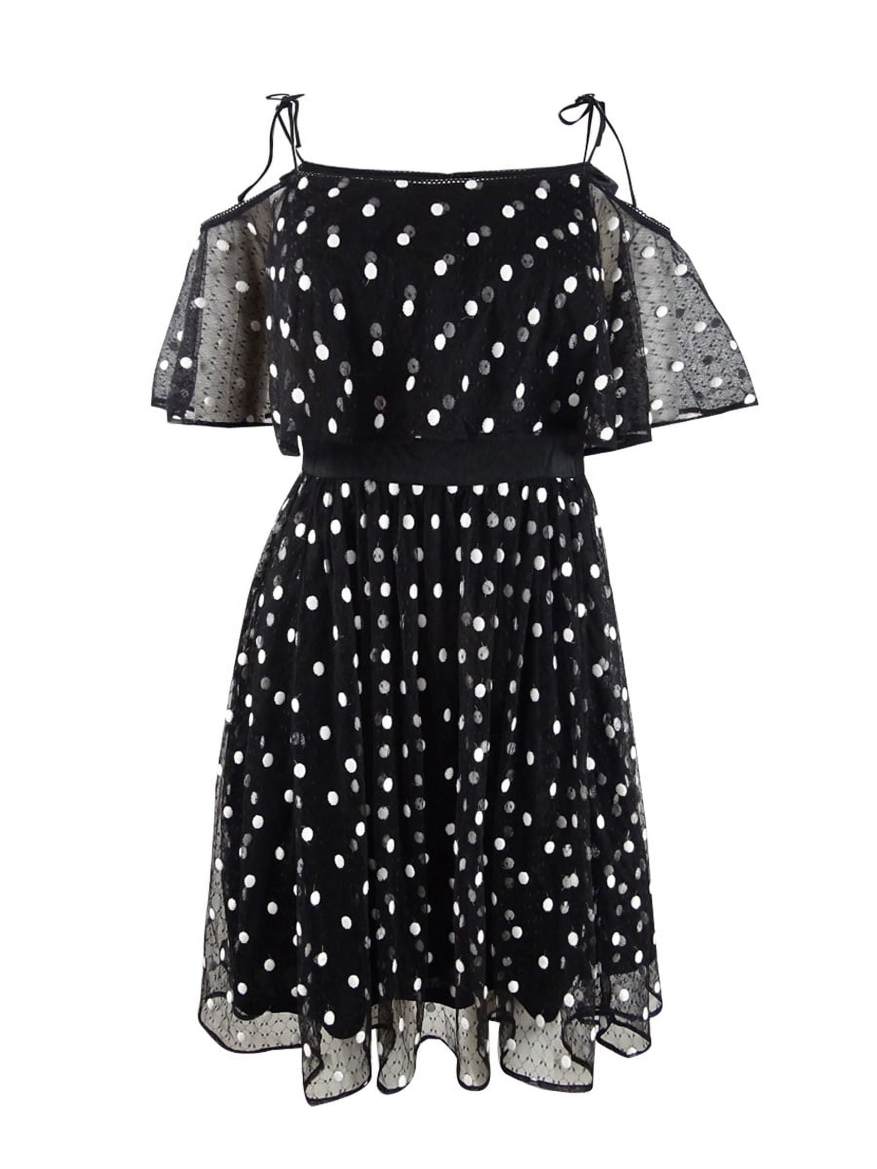 Adrianna Papell Women's Cold-Shoulder Polka Dot Popover Dress (2