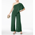thumbnail image 1 of Adrianna Papell Women's Petite Draped One-Shoulder Jumpsuit (0P, Dusty Emerald), 1 of 3