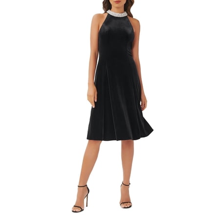 Adrianna Papell Women's Embellished Velvet Dress Black B4HP $199 (Regular,2)
