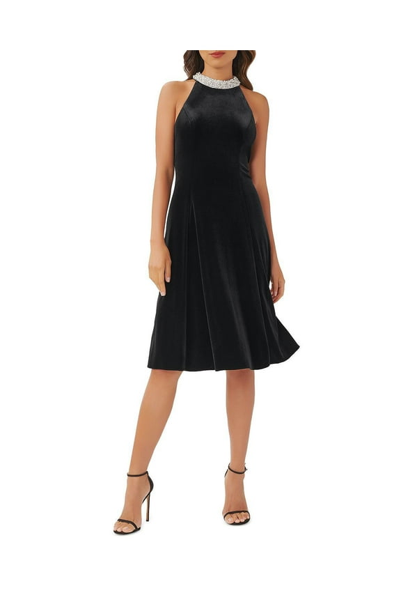 Women's Embellished Velvet Dress Black B4HP $199 (Regular,2)