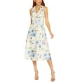 thumbnail image 1 of Adrianna Papell Women's Floral Jacquard Sleeveless Fit & Flare Dress Blue Size 16, 1 of 3