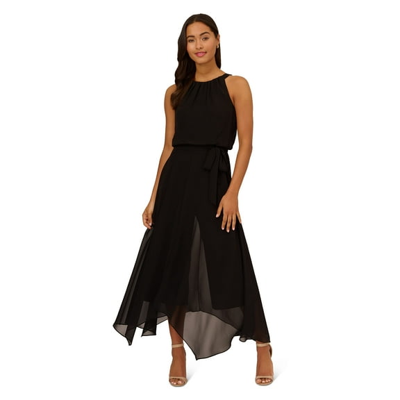 Adrianna Papell Women's Jersey And Chiffon Jumpsuit, Black, 2