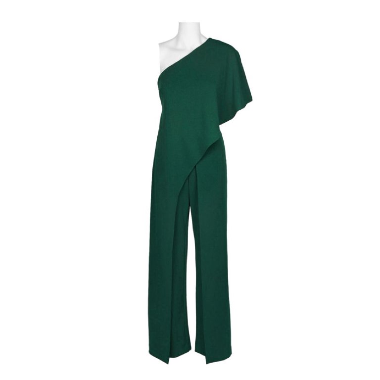 Adrianna Papell Women s Petite One Shoulder Jumpsuit Green Size 6P