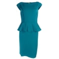 thumbnail image 1 of Adrianna Papell Women's Ponte Peplum Sheath Dress (4P, Teal), 1 of 1