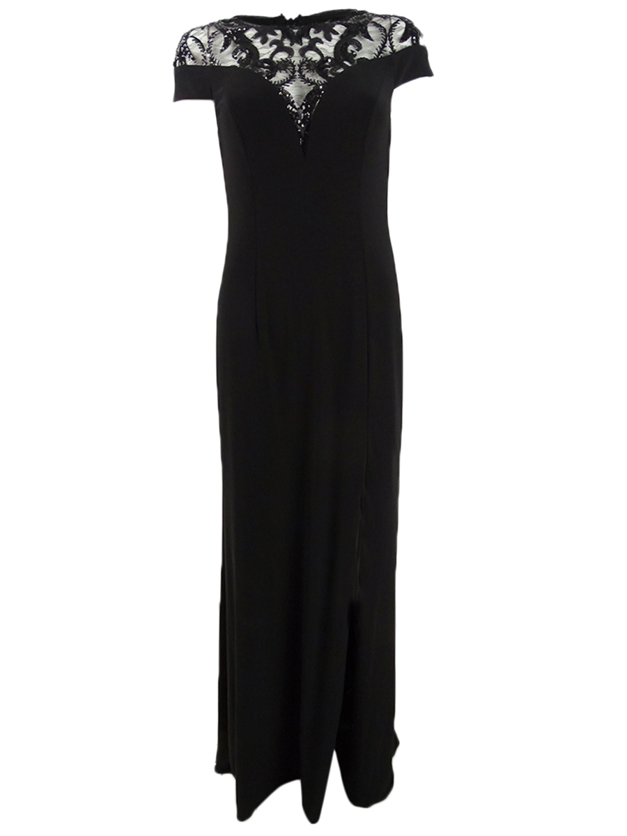adrianna papell sequin jersey dress Adrianna Papell Women's Sequin-Illusion Slit Gown